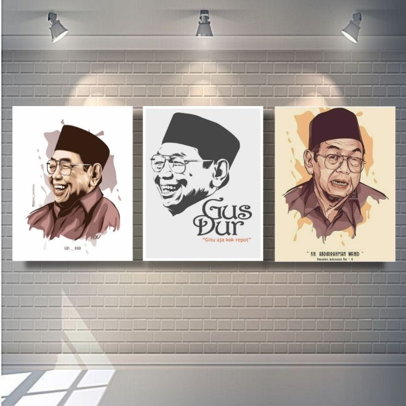 Hiasan Dinding bingkai kayu mdf foto Gus dur