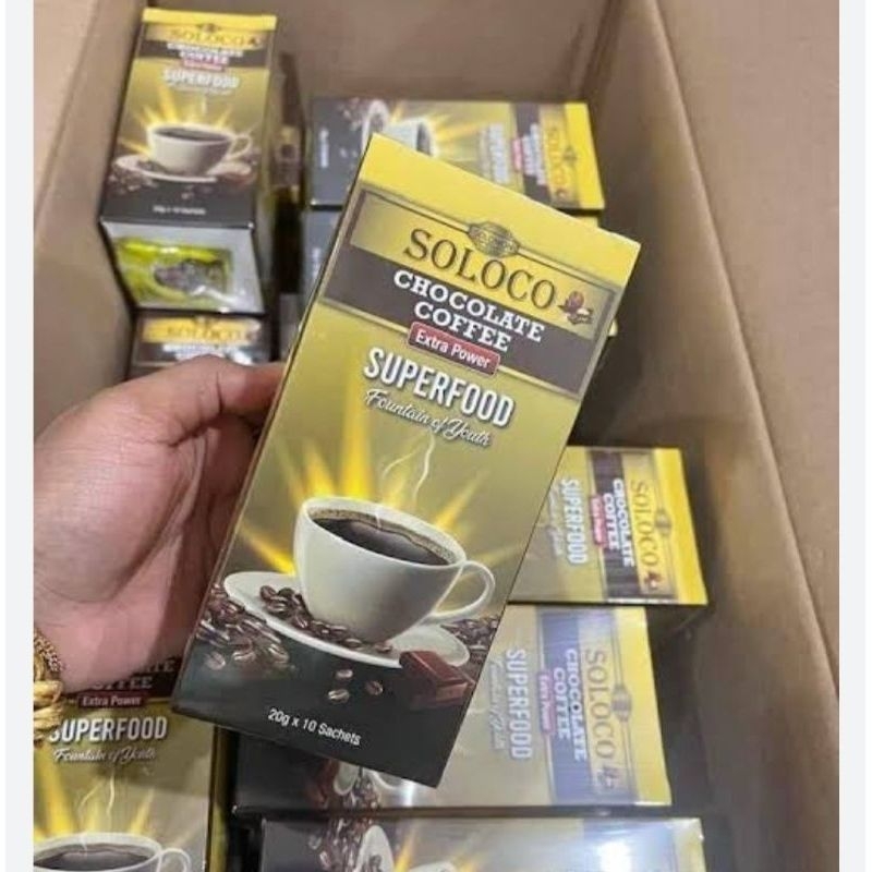 

SOLOCO CHOCOLATE COFFE 1 BOX ISI 10 SACHET 100% ORI TAHAN-LAMA