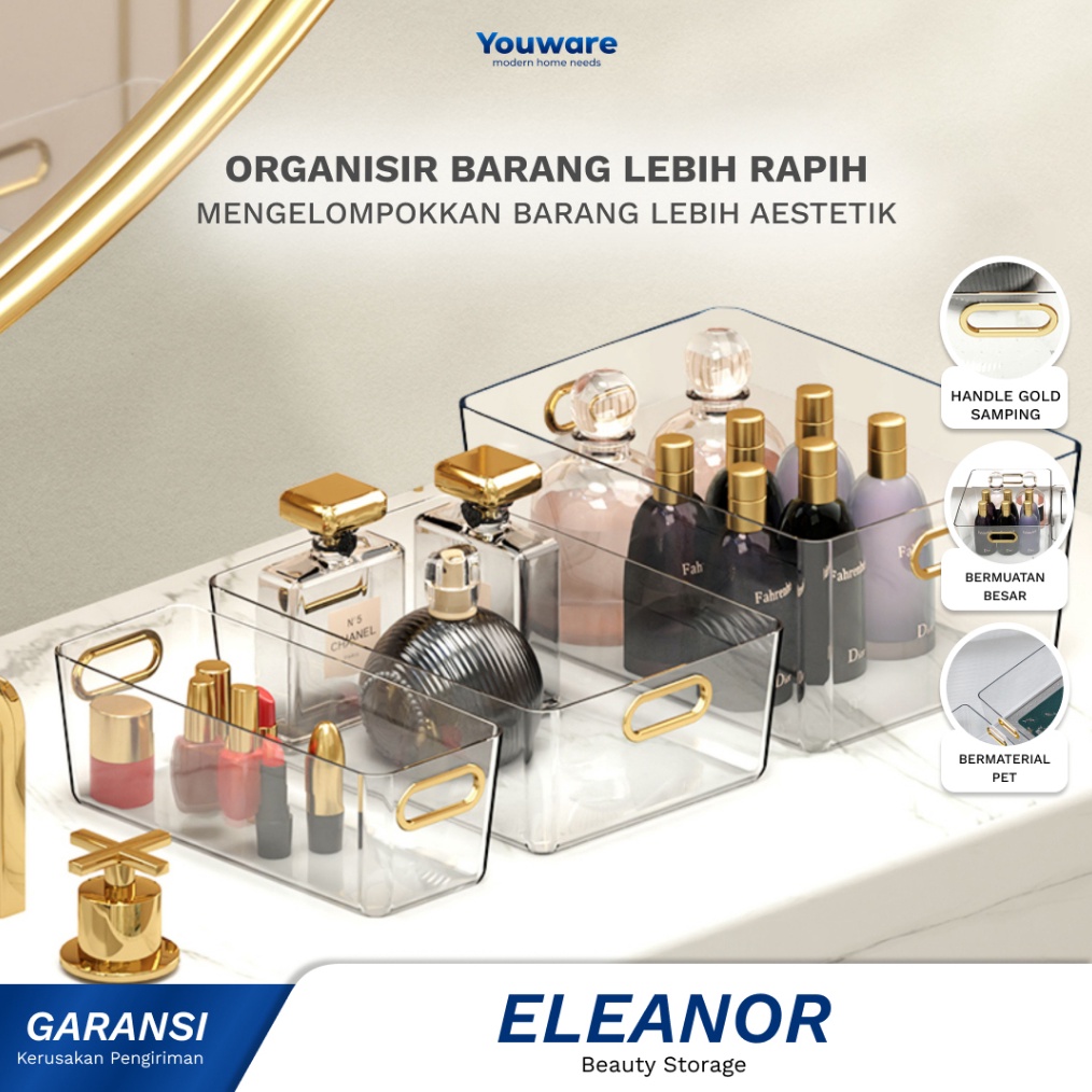 Youware  Eleanor Box Acrylic  Wadah Seaguna  Kotak Transparan  Organizer  Penyimpanan Skincare Makeu