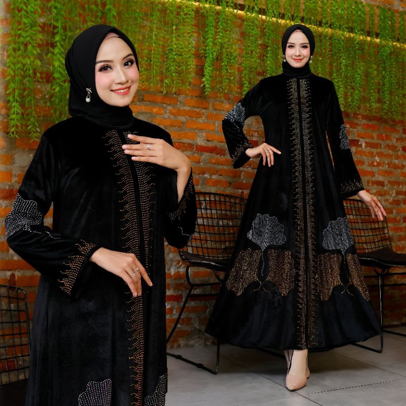 ABAYA YURA Gamis abaya turkey terbaru bludru full payet fashion wanita