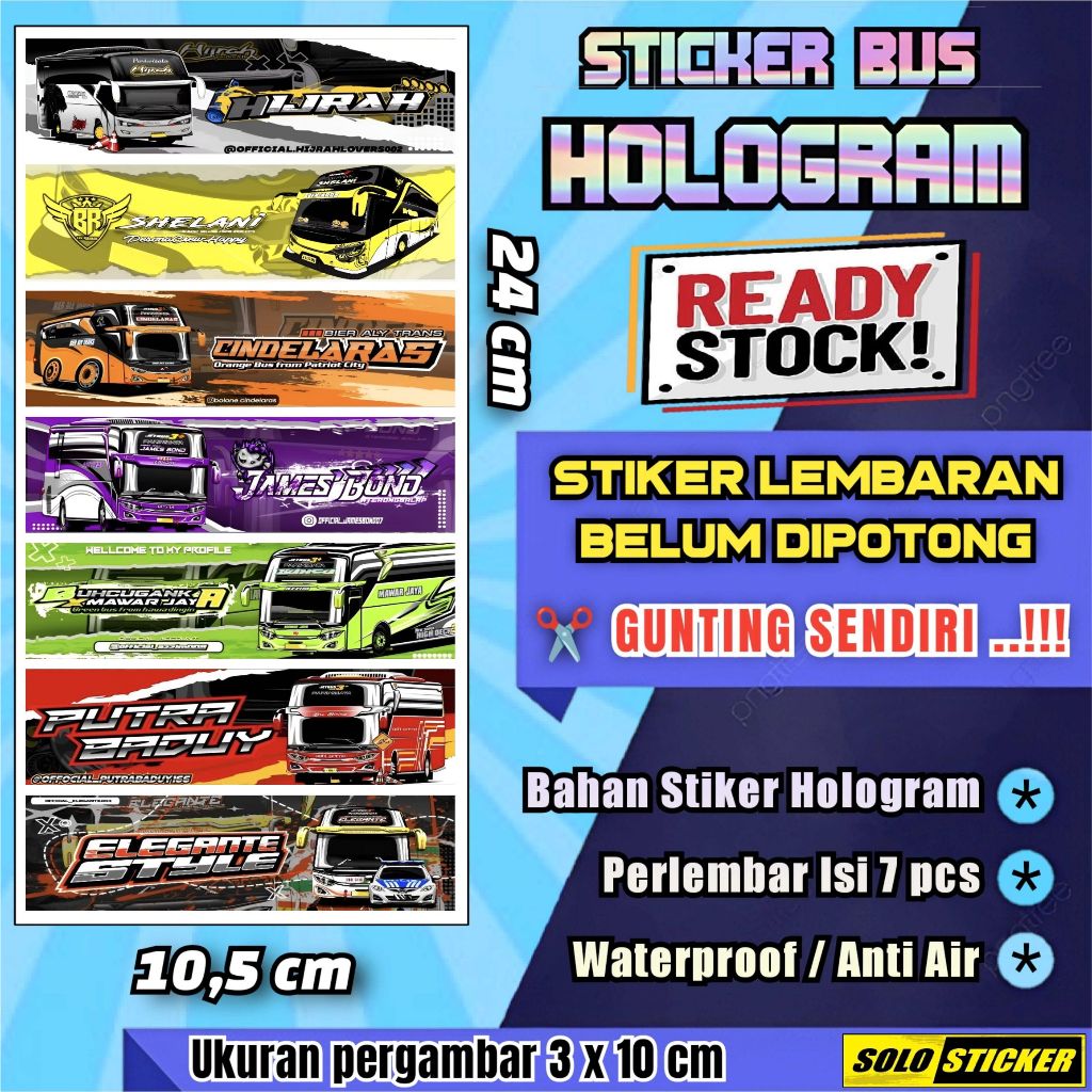 

Stiker Bus Hologram Lembaran Isi 7pc Sticker Bis Hijrah Cindelaras James Bond Putra Badly Elegante