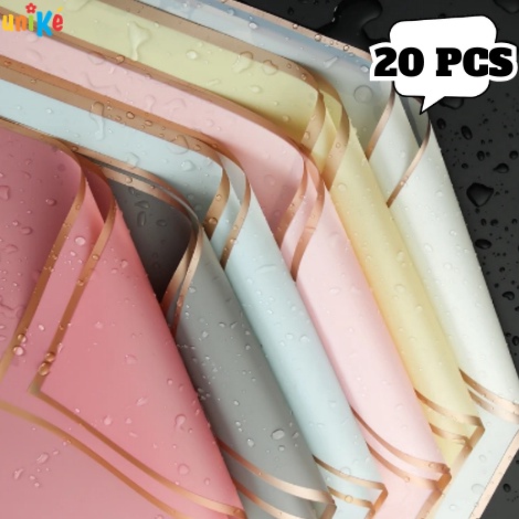 

Hadir Spesial 2 Pcs Kertas Cellophane Buket Bunga Flower Wrapping Paper List Frame Gold Unike Bahan Buket Lengkap