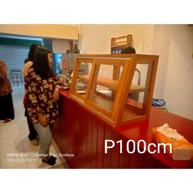 Etalase Kayu Jati/Etalase makanan/Etalase Roti/Etalase Bakso/ Etalase lestoran/etalase berbagai cost