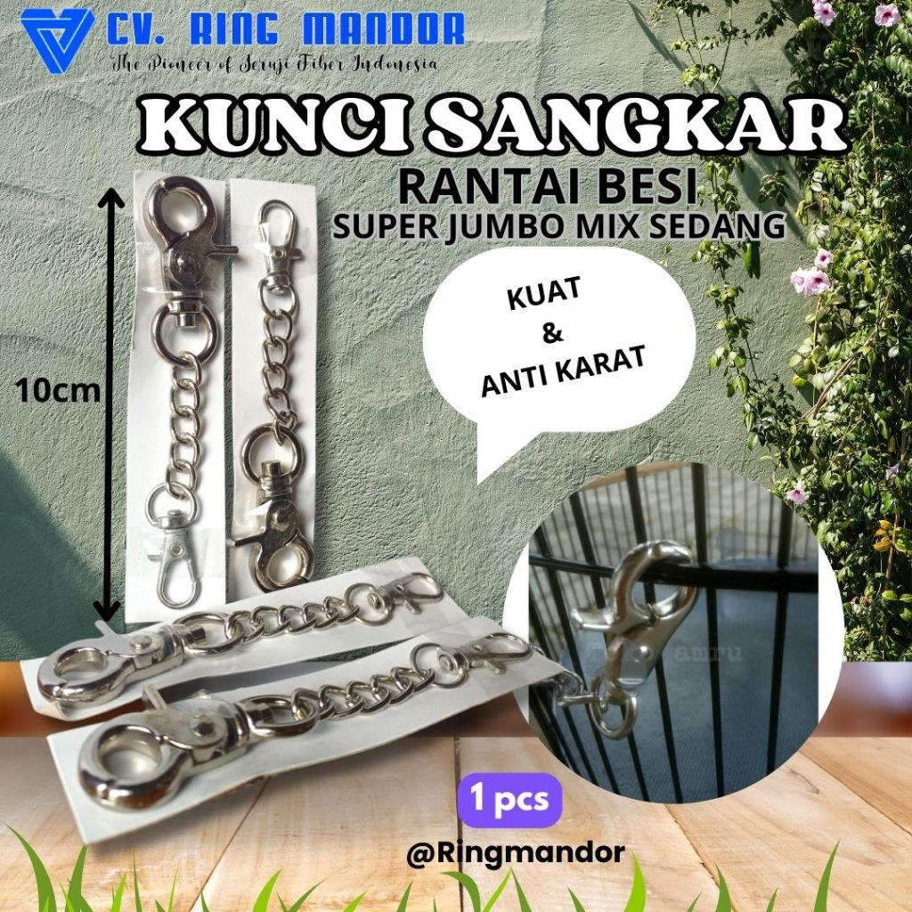 RANTAI KUNCI BESI SANGKAR JUMBO MIX SENDANG KANDANG BURUNG GEMBOK PINTU UKURAN JUMBO MIX SEDANG
