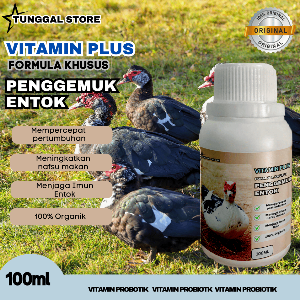 Vitamin Plus- Vitamin Booster Penggemuk Entok, Vitamin Perangsang Penggemukan Entok 100ML