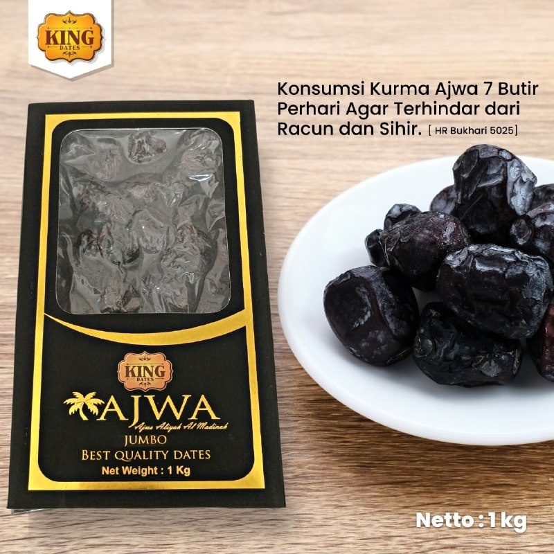 

Kurma Ajwa Madinah Jumbo King Dates Kemasan 1000 gram