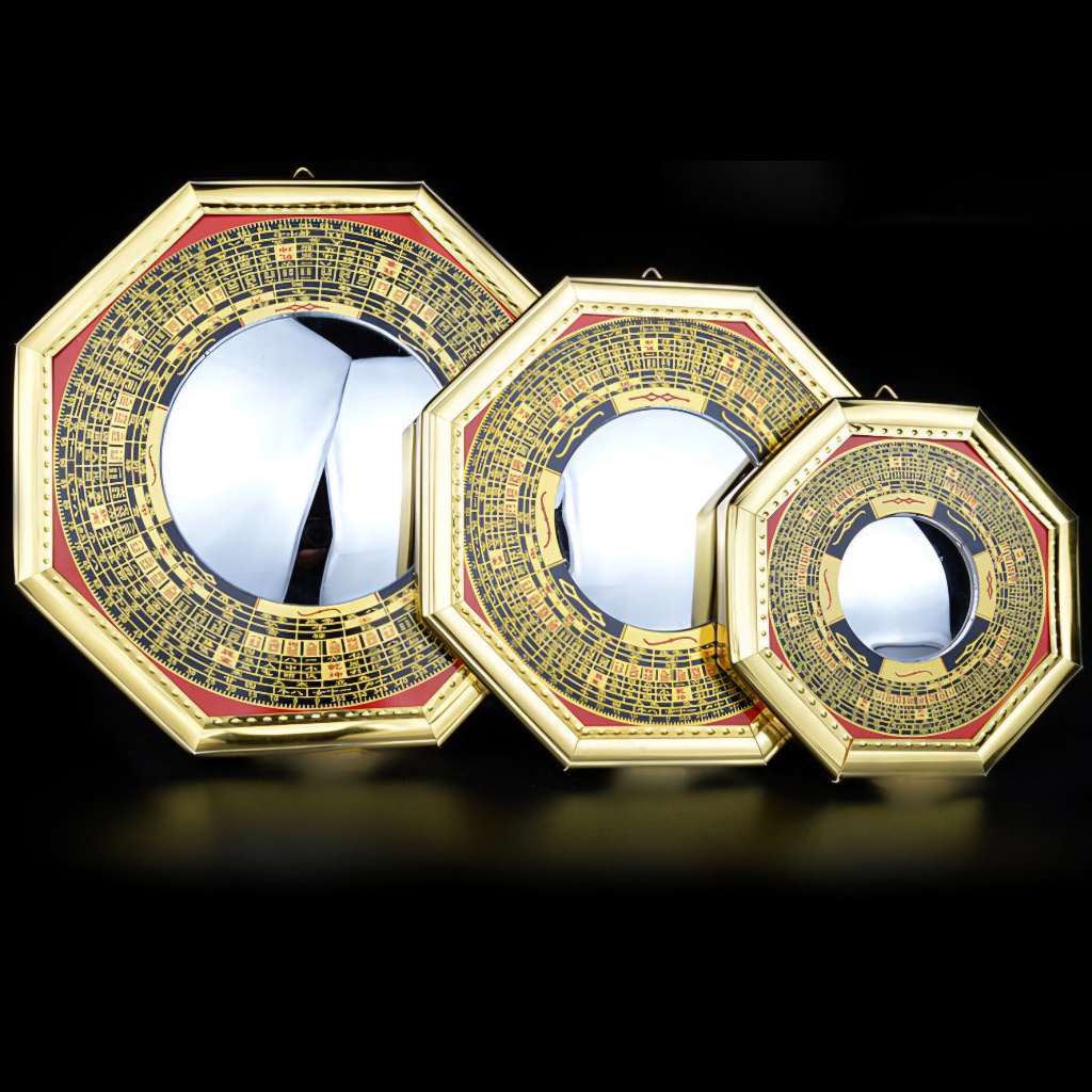 Kaca Cermin Patkua Cembung Fengshui Emas Kaca Ba Gua Patkua Cermin Cembung Fengshui