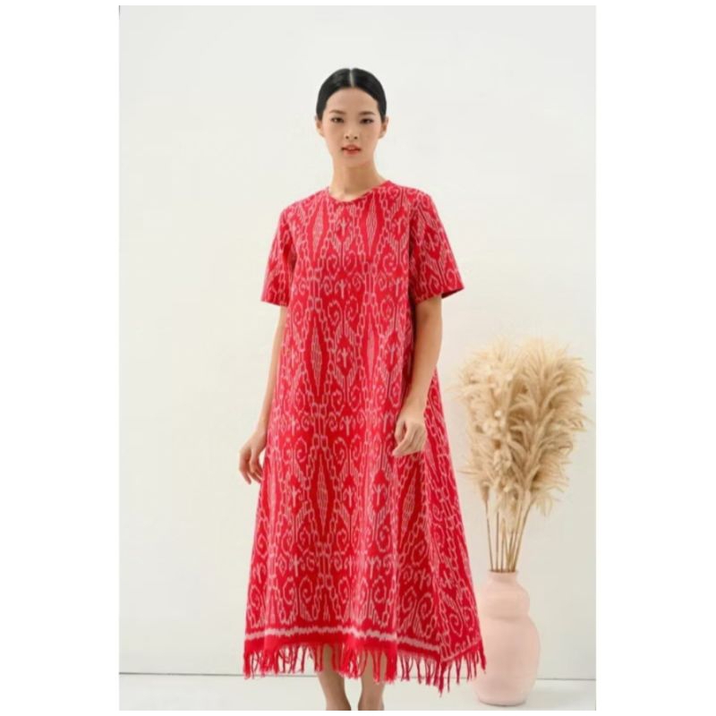 DRESS TENUN PREMIUM - ATASAN TENUN MIDI DRESS- TUNIK TENUN TERBARU