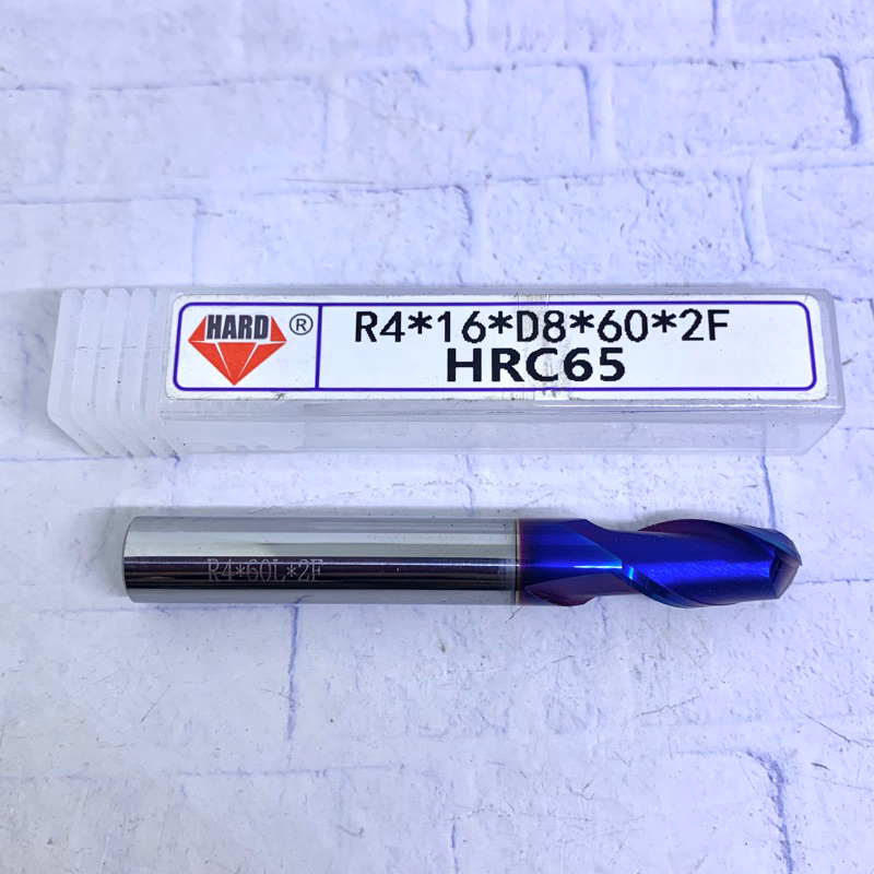 Ballnose Ballmill 8 mm atau R4 HRC 65 Carbide baru Ballmill Ballnose 8mm HRC65