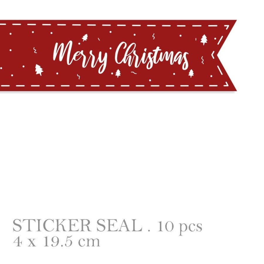 

(10pcs) stiker seal merry christmas ukuran 4x19.5cm bahan chromo lintex label dan stiker