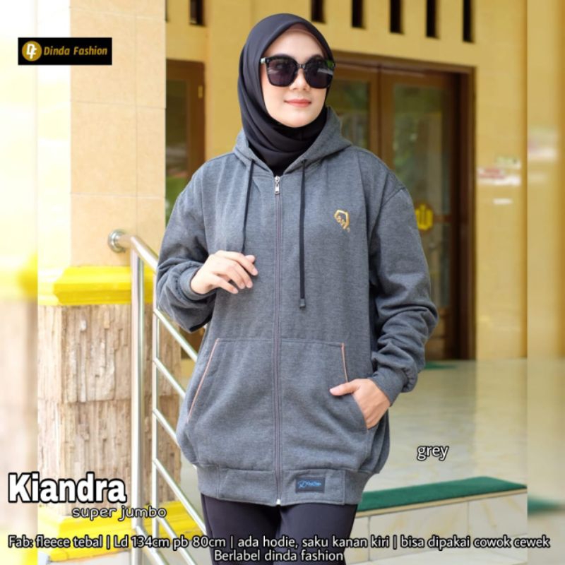 Jaket wanita Kiandra super jumbo LD 130 fleece hoodie by DINDA