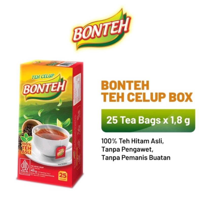 

BONTEH Teh Celup Box (25bag x 1.8gr) Teh Celup Cap Bonteh / Teh Celup Bonteh / Teh Hitam Berkualitas / Jasmine Tea / Teh Hitam Berkualitas / Teh Celup Hitam / Black Tea / Teh Asli Melati / Teh Hitam Murah / Jual Bonteh / Teh Hitam Nikmat / Oleh Oleh Tegal