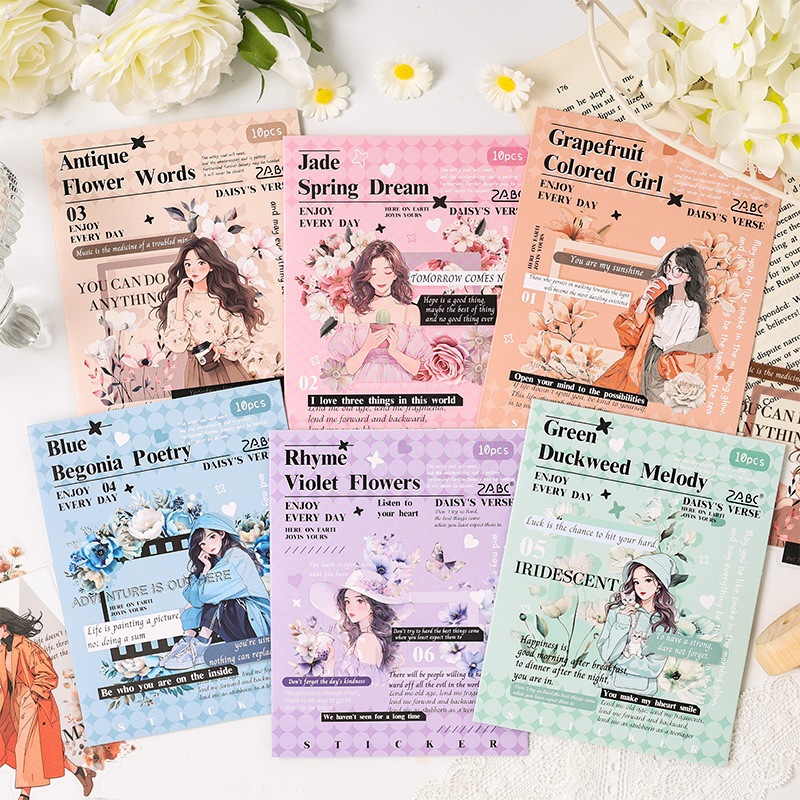 

STIKER PET WATERPROOF STICKER DAISY POETRY HUMAN CHARACTER KARAKTER PEREMPUAN VINTAGE DIY FRAME CASING HP