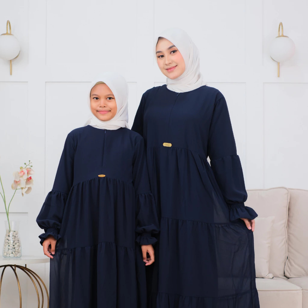 Baju Gamis Couple Ibu Anak Perempuan Aishwa Bahan Ceruty Baby Doll By Zafirah Collection