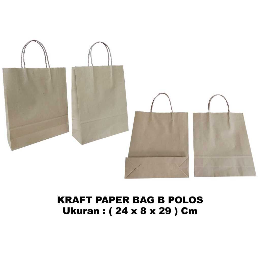 

PAPER BAG / TAS KERTAS KRAFT TALI UKURAN 24X8X29CM ISI 10PCS (125GSM)