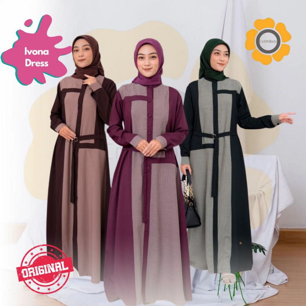 ENDOMODA Dress Wanita Gamis Dewasa Muslimah En.Ivona
