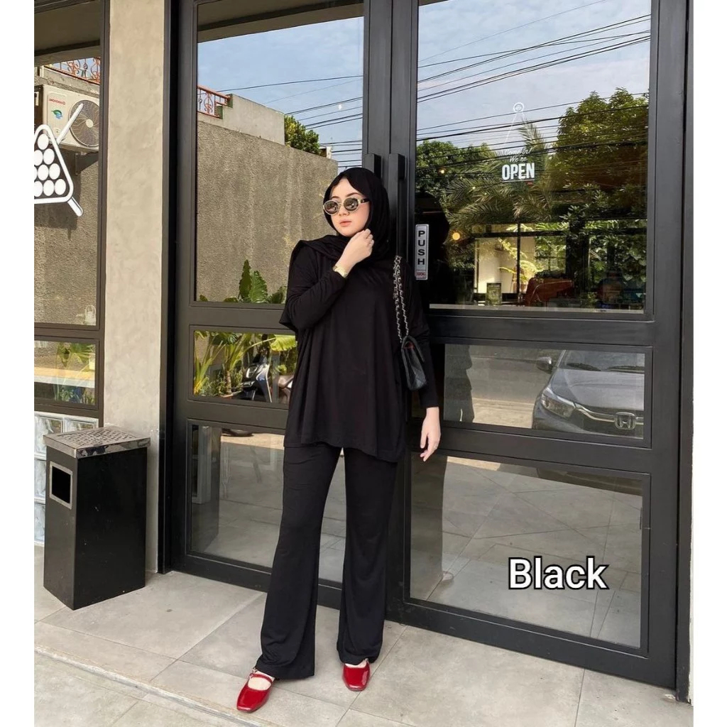 Setelan Wanita kekinian jumbo | Korea One Set | DIRA  SET | Jersey Premium | Tunik + Pant + hijab