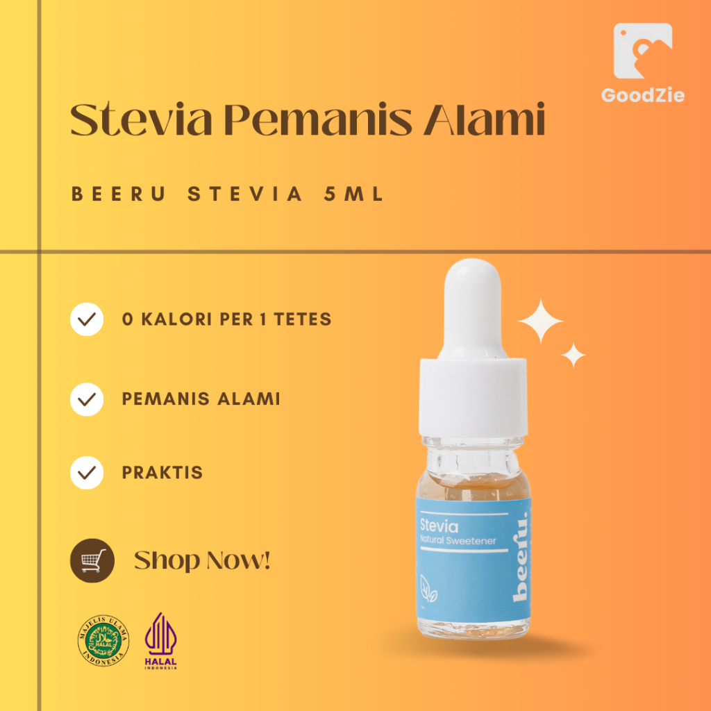 

Beeru Stevia 5ml Pemanis Alami Tanpa Kalori Pengganti Gula Diabetes