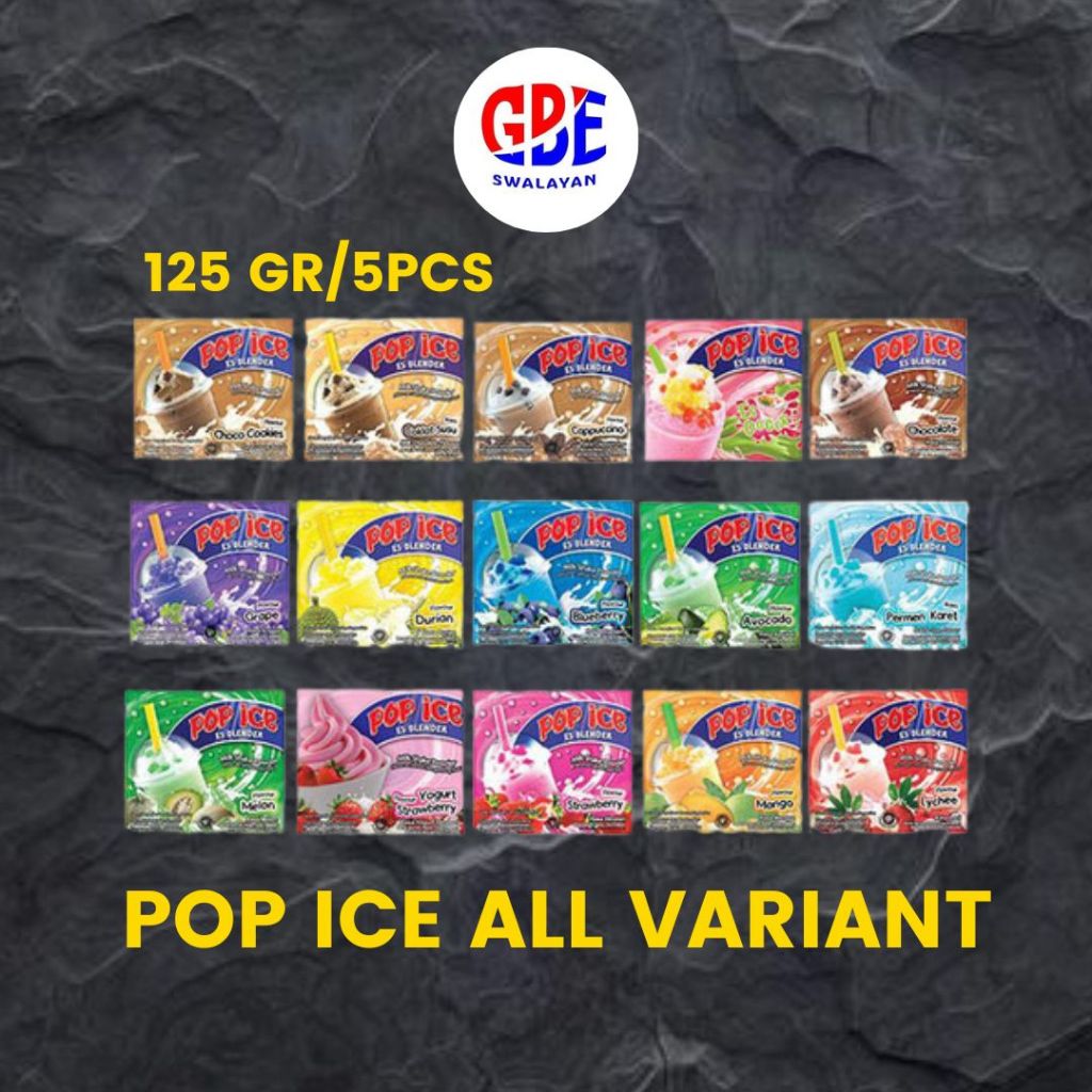 

Pop Ice All Variant isi 5x25gr | Strawberry | Durian | Leci