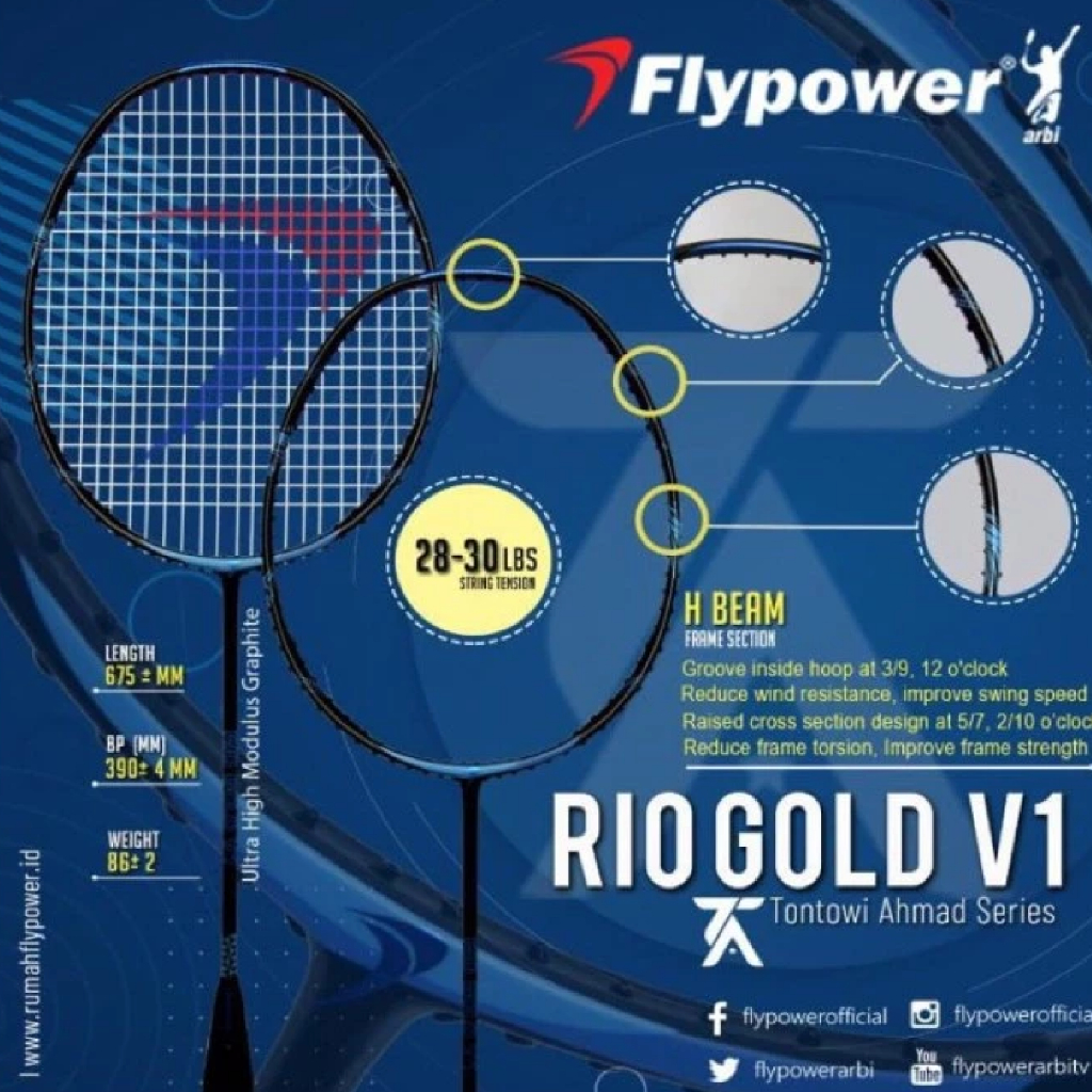 Raket Badminton Flypower Rio Gold V1