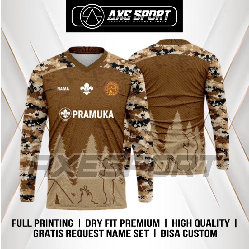 Jersey Kaos Pramuka Lengan Panjang Bisa Custom Full Printing Free Request Nickname & Logo