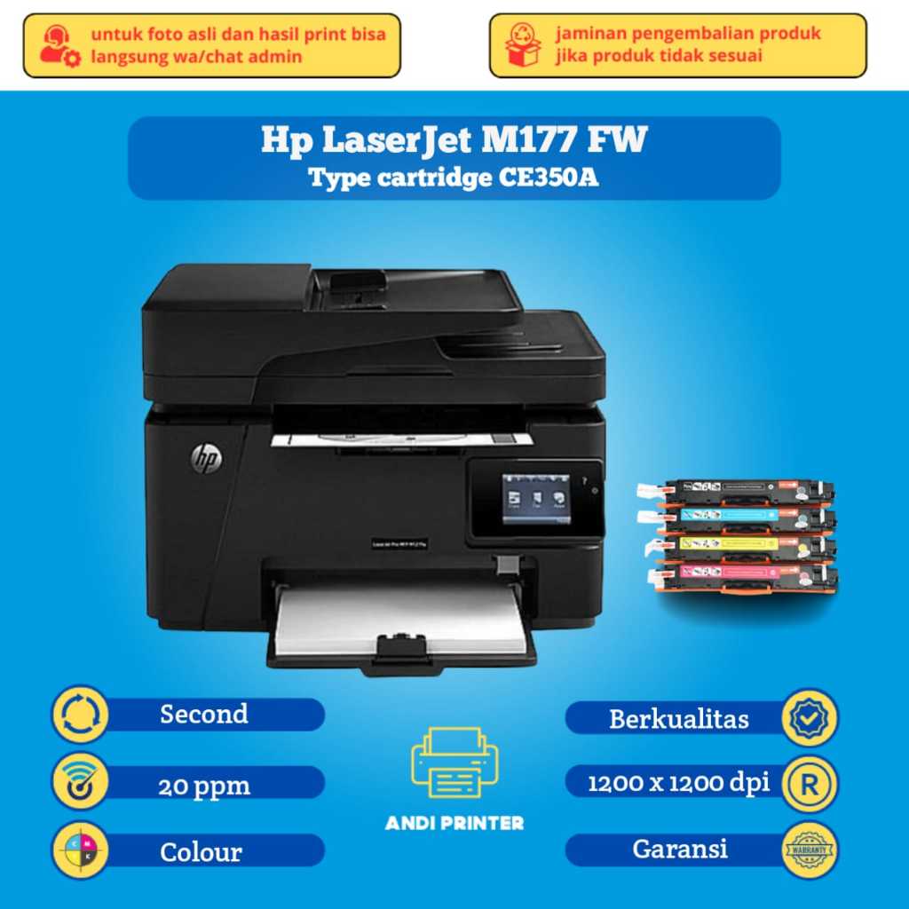 Printer Hp LaserJet Pro mfp m177fw Printer Laser Color Print Scan Copy ADF