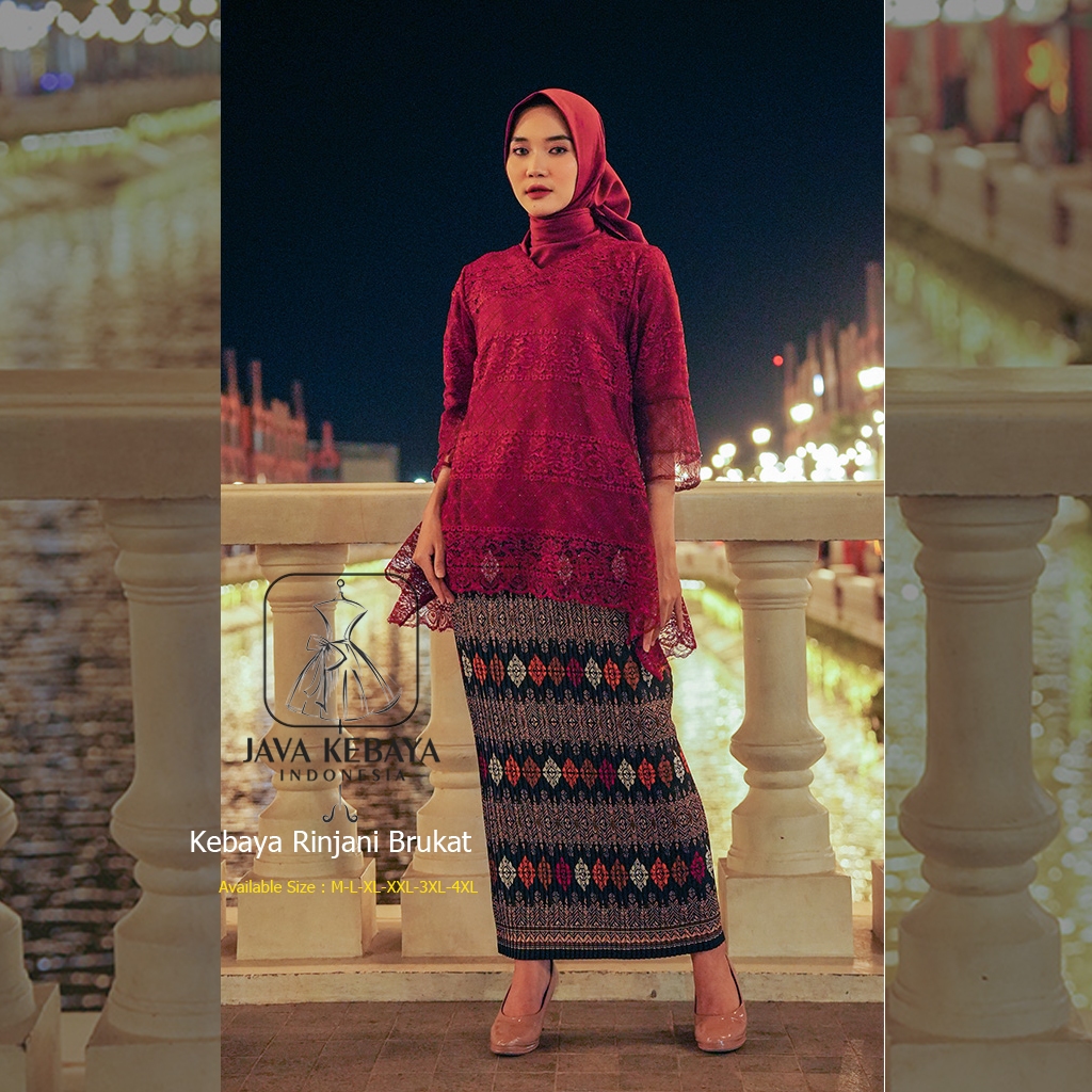 Merah Maroon - 𝗔𝘁𝗮𝘀𝗮𝗻 & 𝗦𝗲𝘁𝗲𝗹𝗮𝗻 𝗞𝗲𝗯𝗮𝘆𝗮 𝗥𝗶𝗻𝗷𝗮𝗻𝗶 / Kebaya Brukat Baju Kurung / Kebaya Wisuda / Kebaya 