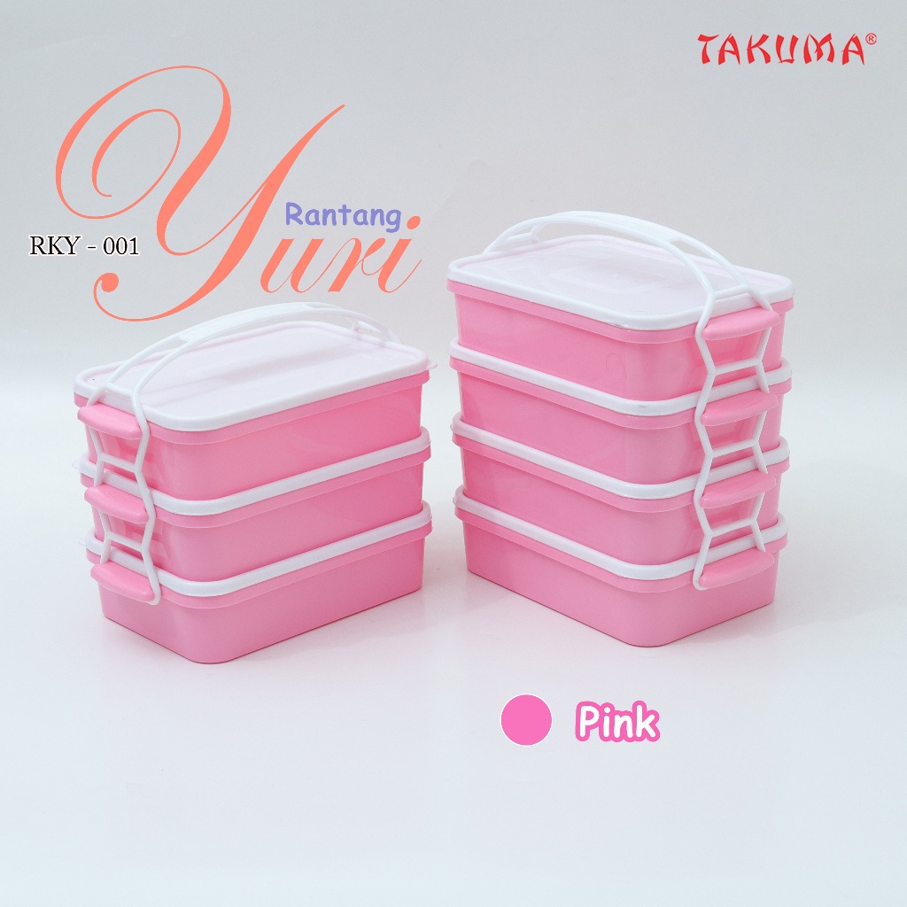 BESTPROMO Rantang Susun Yuri - TAKUMA Plastik Warna Ungu Pink Biru Hijau untuk Lauk