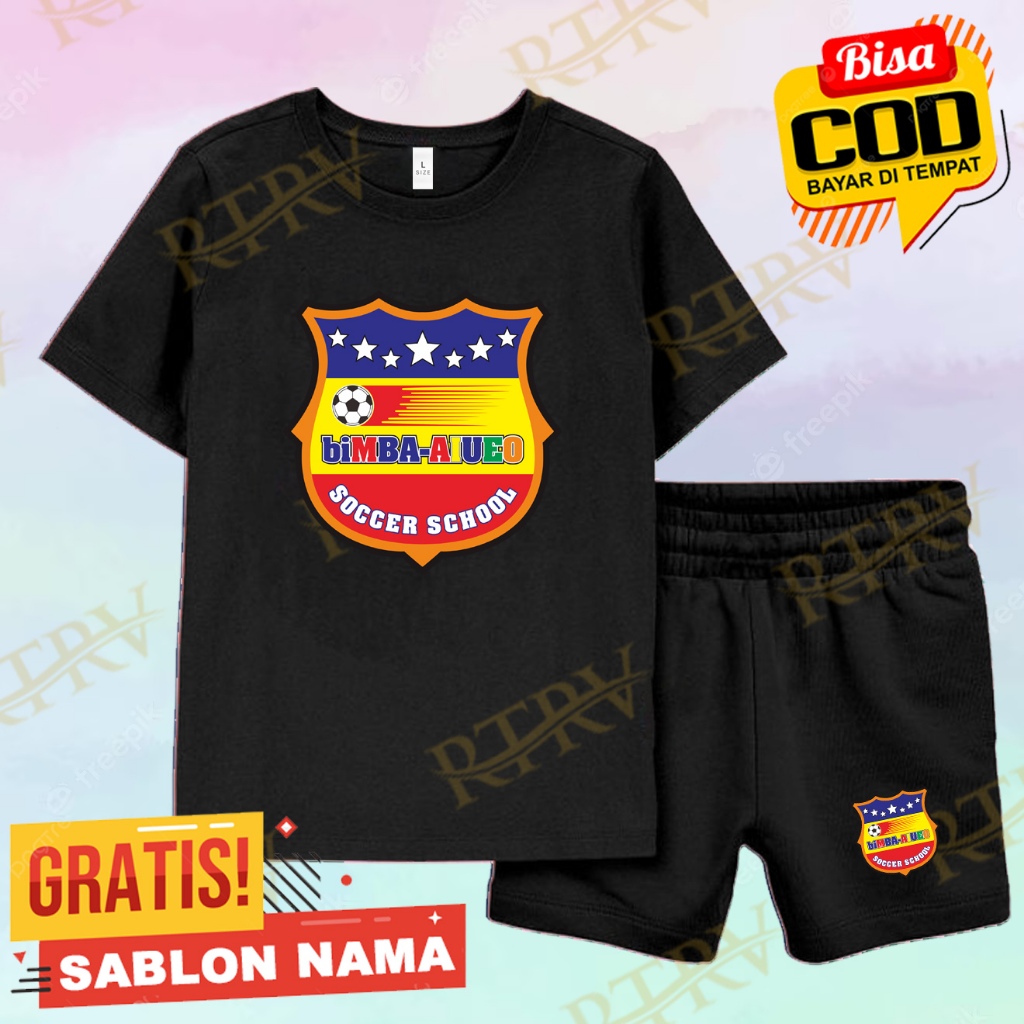 SETELAN BAJU KAOS ANAK BIMBA AIUEO SOCCER SCHOOL