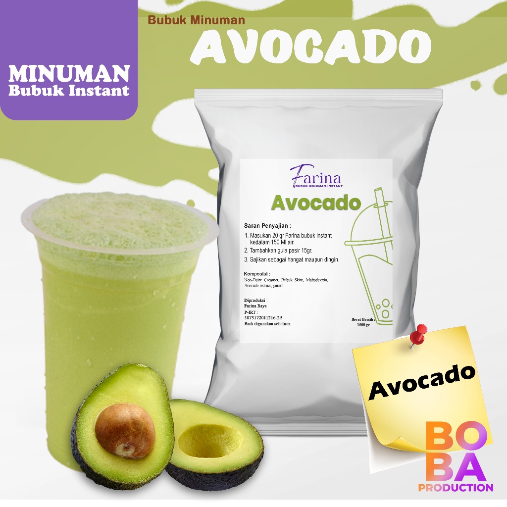 

Bubuk Avocado Farina 500gr - Suplier Powder Aneka Rasa - Bobaproduction