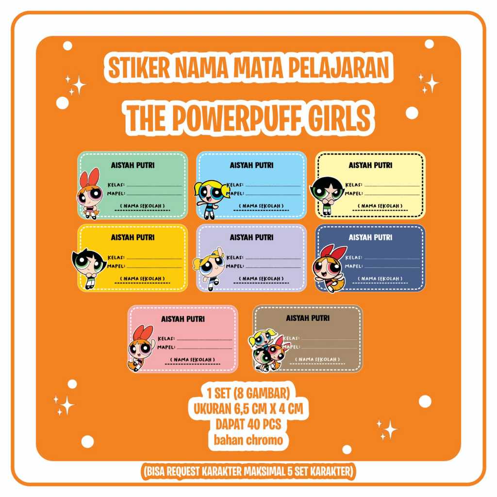 

STIKER LABEL NAMA PELAJARAN KARAKTER ISI 40PCS | STIKER LABEL NAMA ANAK | STIKER KARAKTER CANTIK MURAH