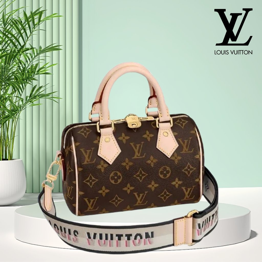 【100% original】 LV Louis Vuitton Nano Speedy/SPEEDY 20/SPEEDY 25 Tas Wanita/Wide Shoulder Strap/lv b