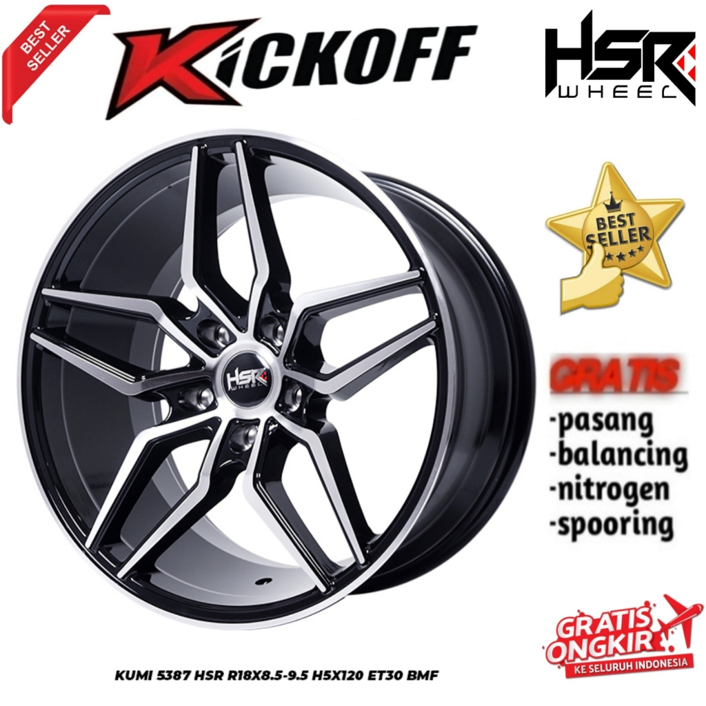 VELG RING 18 HSR UNTUK MOBIL BMW MODEL TERBARU TIPE KUMI HSR SPORTY STYLE