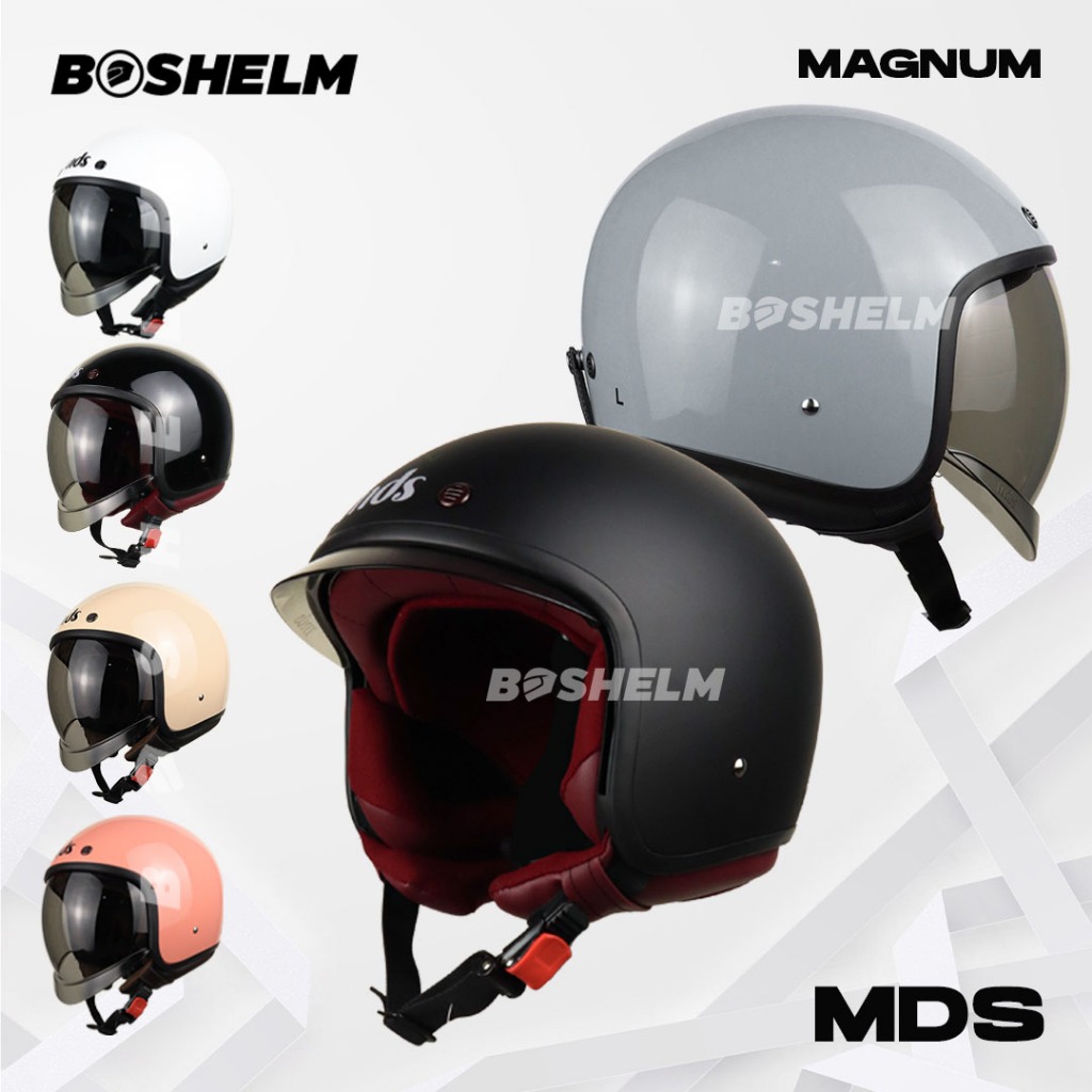 BOSHELM Helm Retro MDS MAGNUM SOLID Helm Half Face SNI