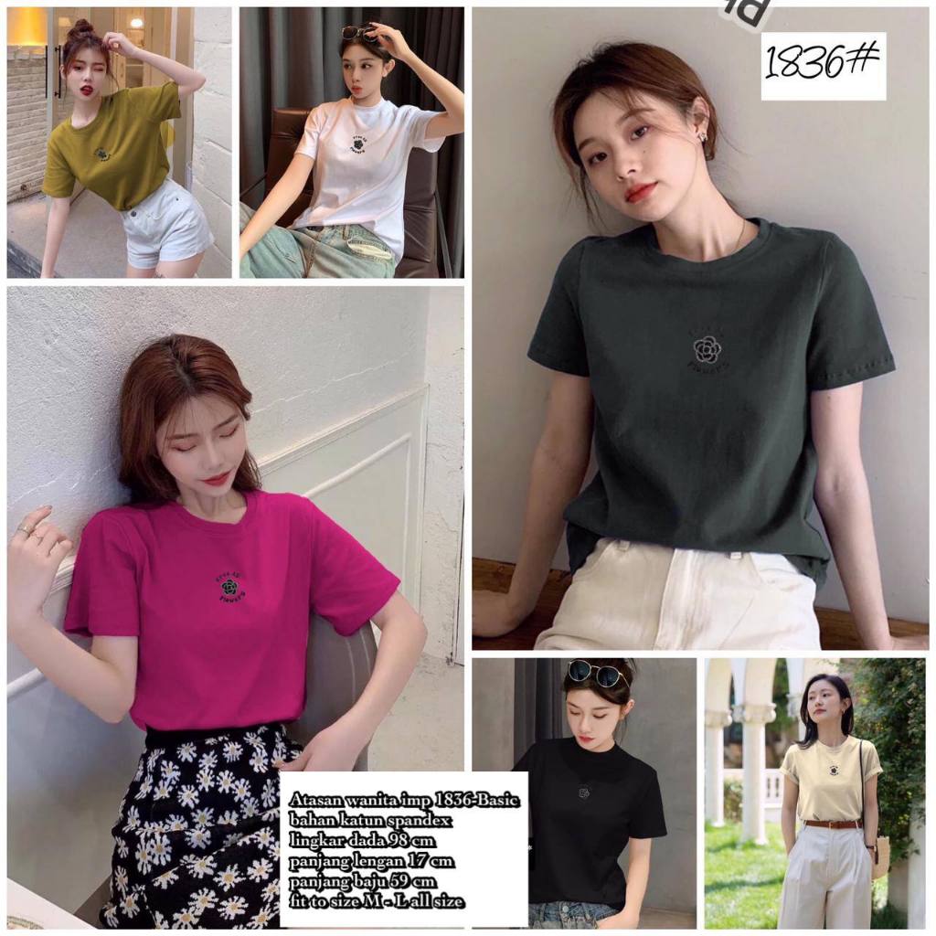 ONECK 1836-MF KAOS LENGAN PENDEK FLOWELS KAOS IMPORT DAILY BASIC LD 98 FIT M-L BISA COD