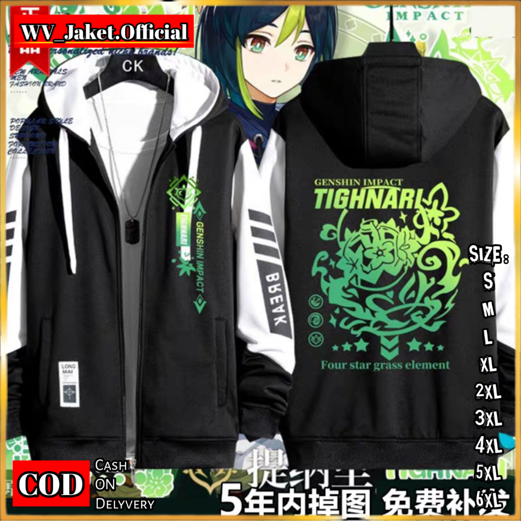 WareVisible Jacket Hoodie ZIPPER GENSHIN IMPACT TIGHNARI Oversize Korean Style Unisex Premium FLEECE