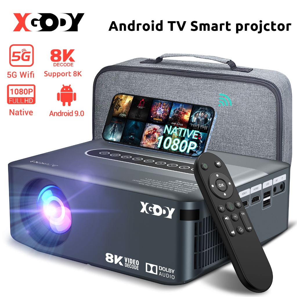 【Layar Gratis 】XGODY X1 Samrt Proyektor  Android Dolby Audio Netflix Youtube  4K WiFi Bluetooth  450