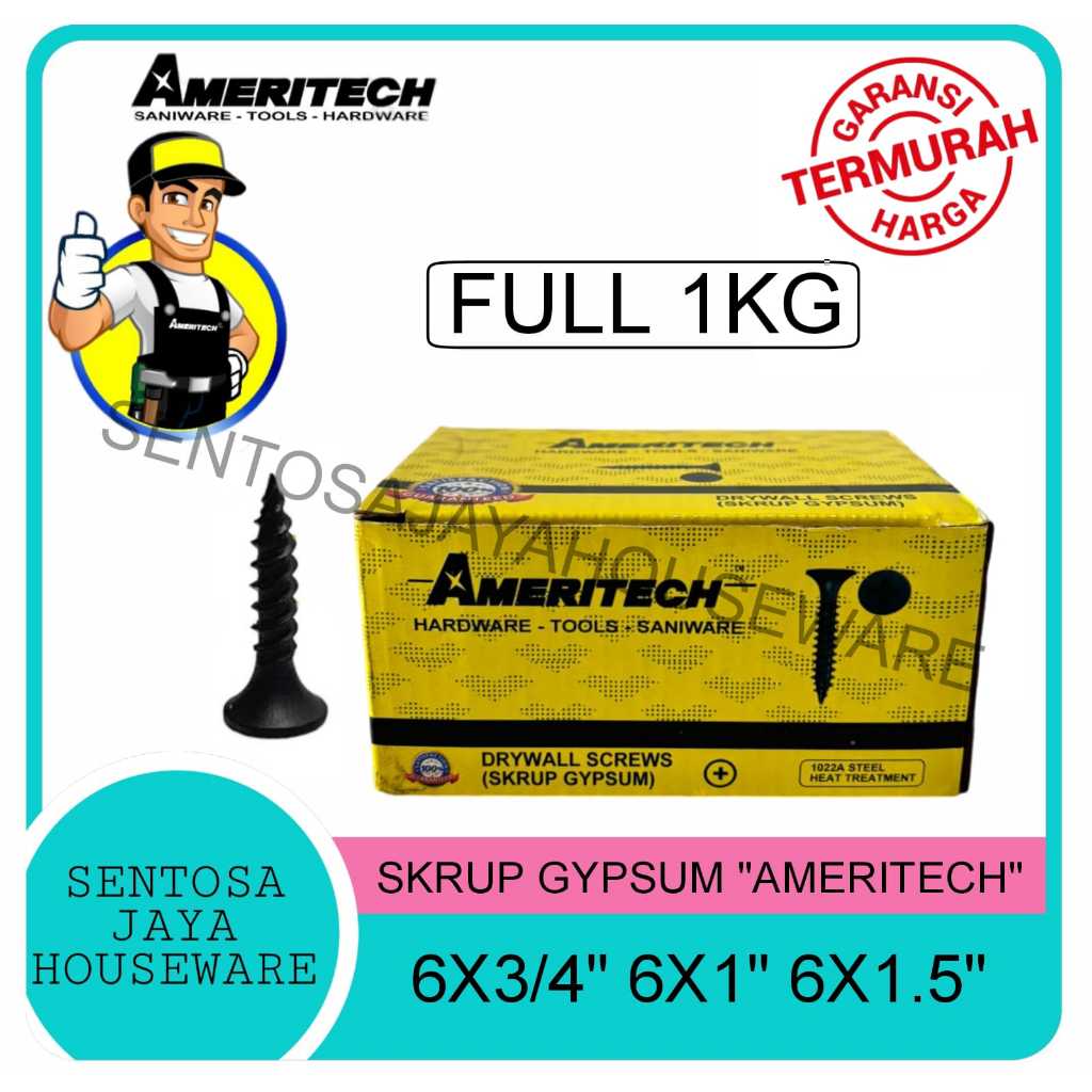 SKRUP GYPSUM HITAM 1KG / BAUT SKRUP KAYU DRYWALL / SEKRUP GYPSUM AMERITECH 1KG