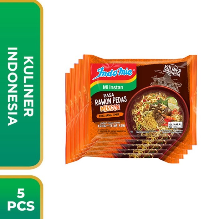 

Indomie Kuah Rasa Rawon Pedas Mercon 5 Pcs Mie Instan 90 gr - Hitam