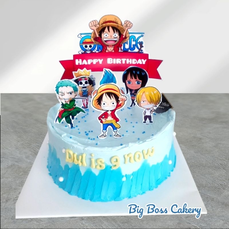 

ONE PIECE PIRATE BUTTERCREAM CAKE WITH PRINT TOPPER