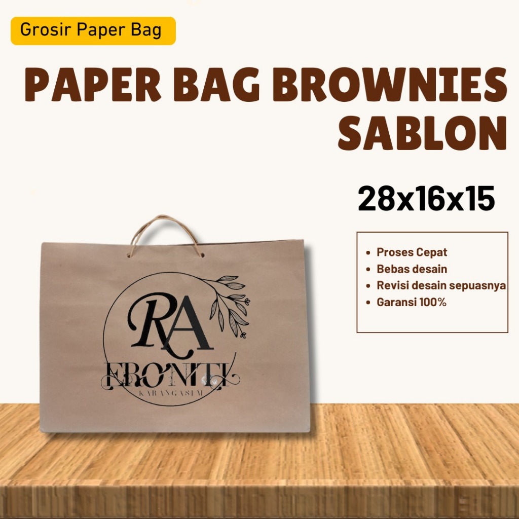 

SABLON CUSTOM PAPER BAG KUE BROWNIES / PAPERBAG KUE