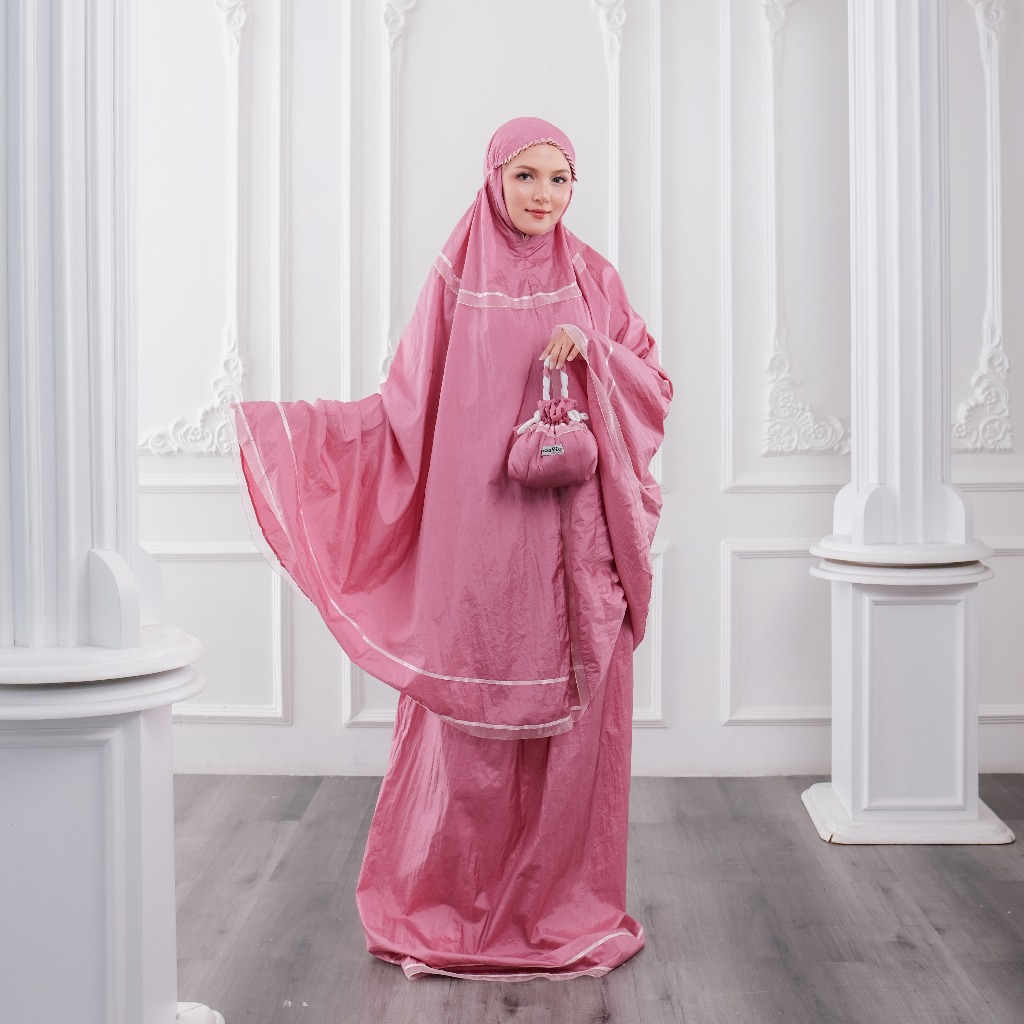 mhg Loufie - Mukena Dewasa Parasut Pita Tali Kepang Polos Jumbo