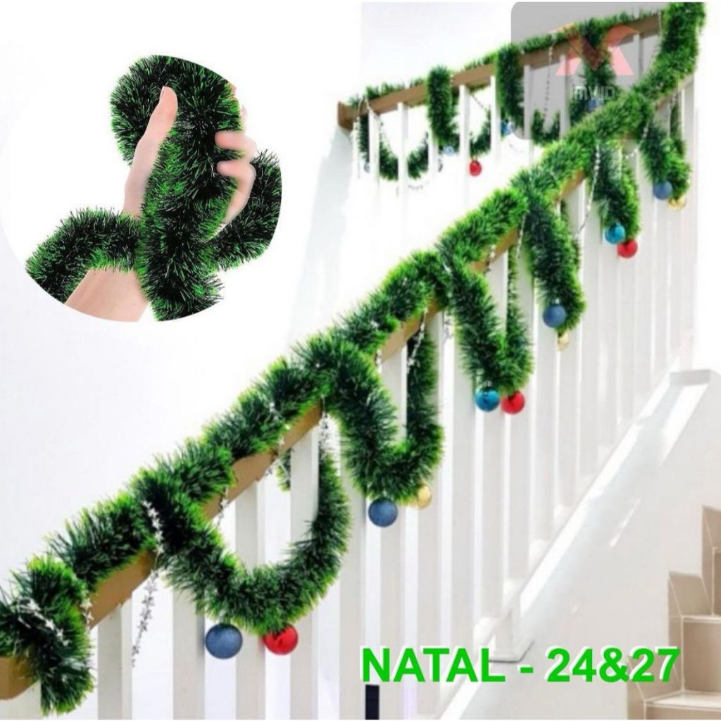 [2METER] GABA GABA SLINGER DEKORASI NATAL PUTIH SALJU TINSEL NATAL MURAH DEKORASI PARCEL NATAL HIASA