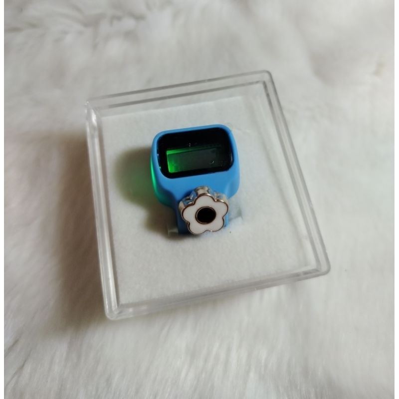 Tasbih led tombol bunga cantik warna biru muda