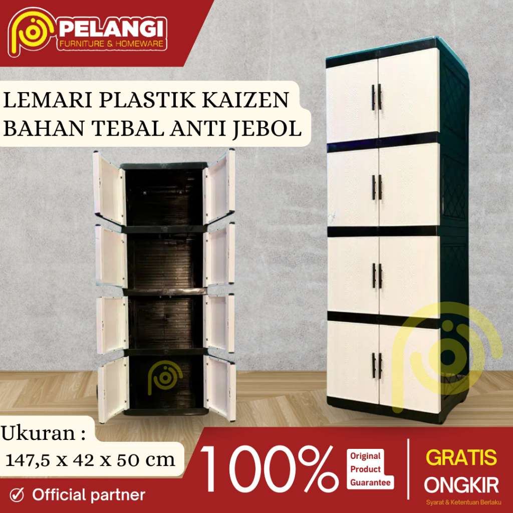 Lemari Kaizen MMC8D 4 Susun | Lemari Plastik Susun | Lemari Pakaian | Lemari Plastik 2 Pintu