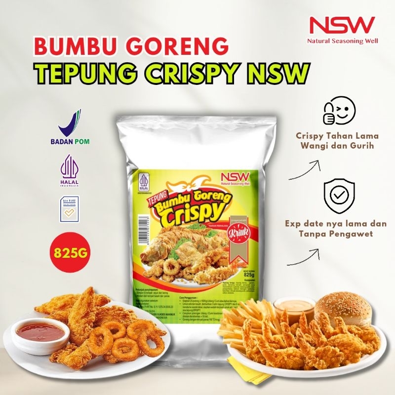 

Tepung Bumbu Crispy Seafood NSW 400g 825g Tepung Bumbu Serba guna Halal BPOM PIRT