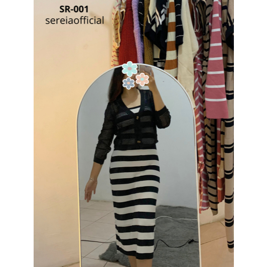Set cardi + dress rajut premium import