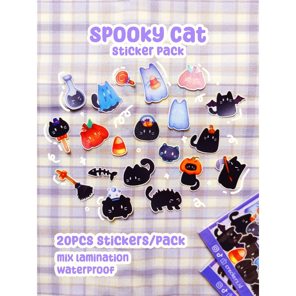 

[creckers.id] Spooky Cat Halloween Sticker Cute Waterproof