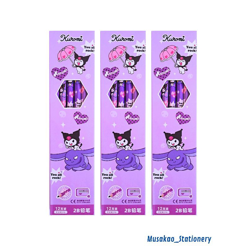 

TERMURAH! PENSIL 2B KARAKTER SANRIO (KUROMI MELODY PECCO CINNAMOROL) 1 PACK ISI 12 PCS (FREE PENGHAPUS + 1 RAUTAN)