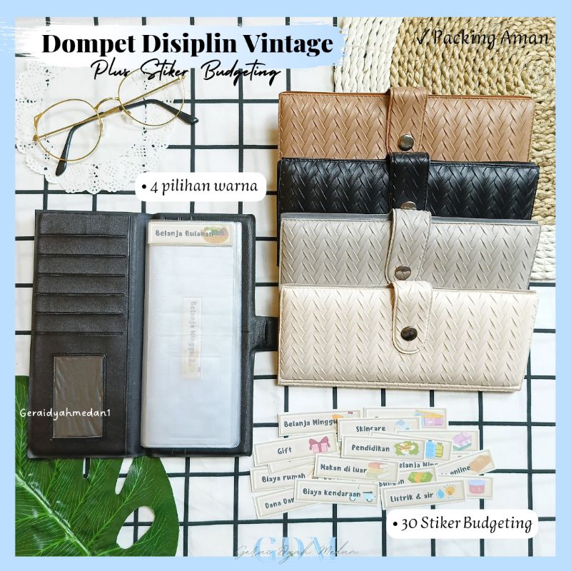 Dompet Disiplin Keuangan Bulanan Vintage Plus Stiker Budgeting Keuangan